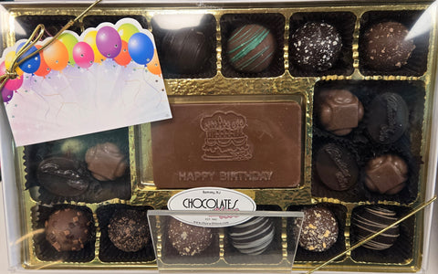 Happy Birthday "Cake" chocolate box Truffles & Solids
