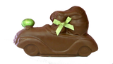 Homemade Chocolate Easter Bunny in Car with Easter Egg