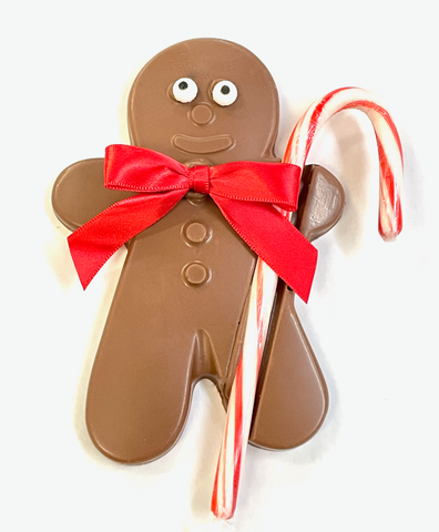 Chocolate Gingerbread Man with Candy Cane