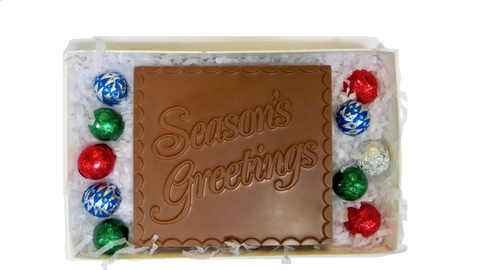 "Season's Greetings" Homemade Chocolates (Boxed with foiled balls)
